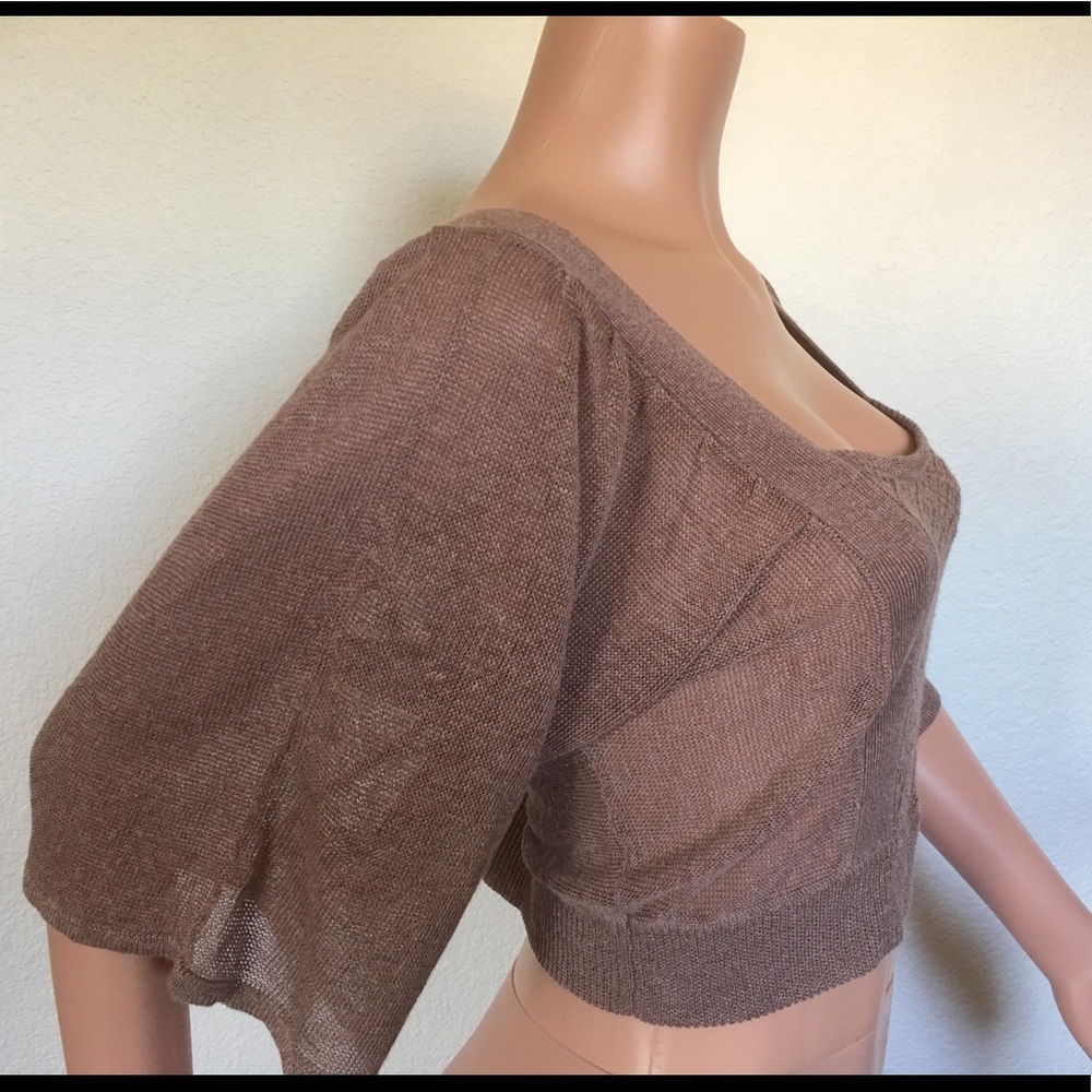 🔴2/$25 NEW Frenchi Sexy Mauve Sheer Knit Crop Top, L